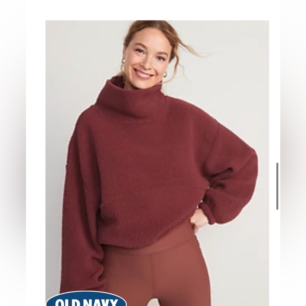 Old Navy Cropped Sherpa Turtleneck Sweater